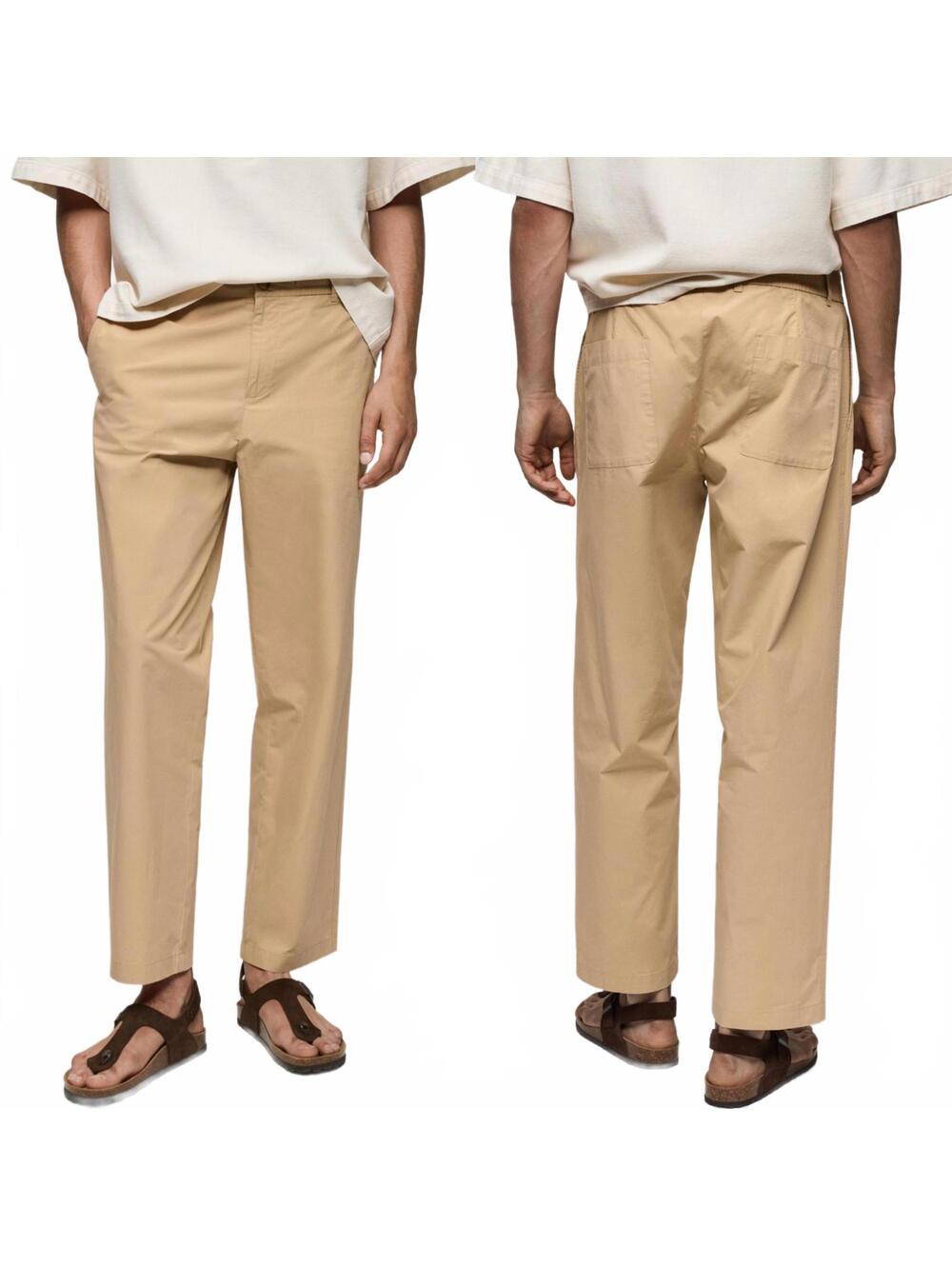 Mango Drawstring Cotton Pants Beige Size 34 (EUR 44)